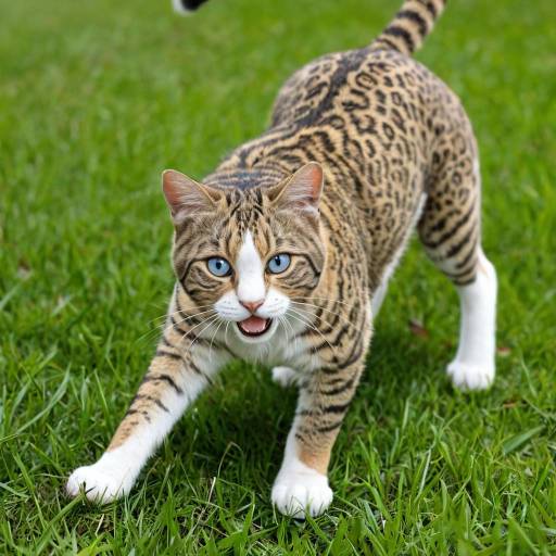Playful Bengal Cat in Vibrant Green Playful Bengal Cat in Vibrant Green