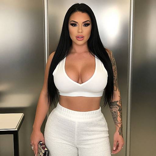 Curvy Woman in White Fashion Pose