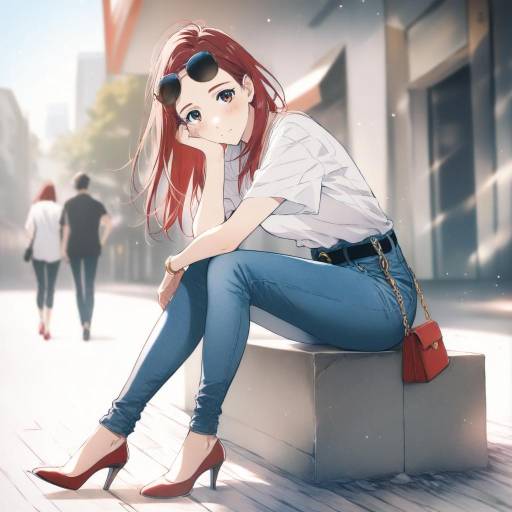 Chic Girl in Denim and Heels