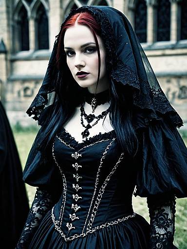 Woman in Black Gothic Gown