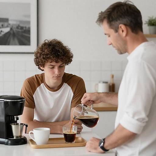 Quiet Coffee Moment Between Two Men