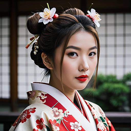 Realistic Japanese Girl in Kimono