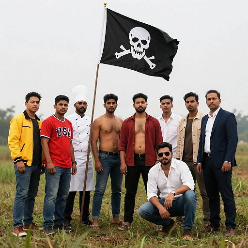 Diverse Group of Men in a Field