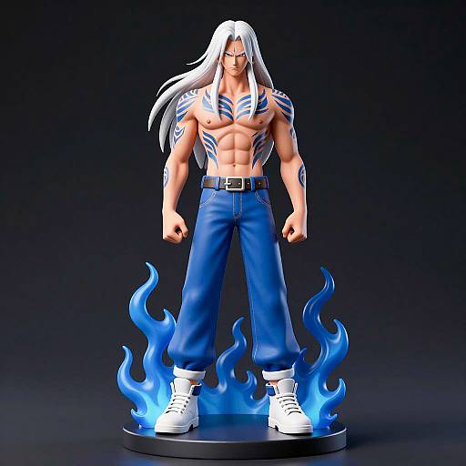 Anime Character with White Hair and Tattoos