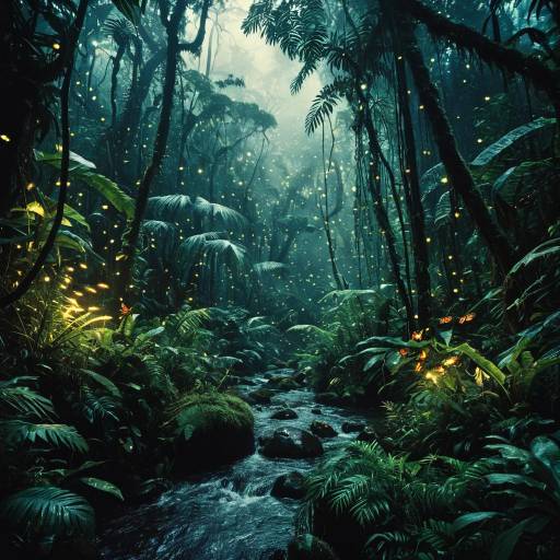 Enchanted Rainforest with Luminescent Insects Enchanted Rainforest with Luminescent Insects