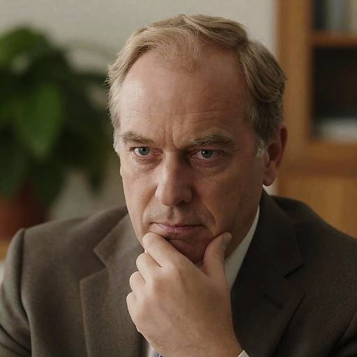 Intense Middle-Aged Man in Brown Suit