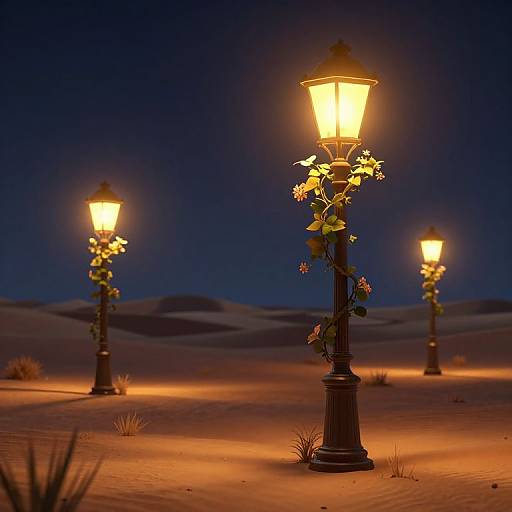 Serene 3D Desert Nightscape