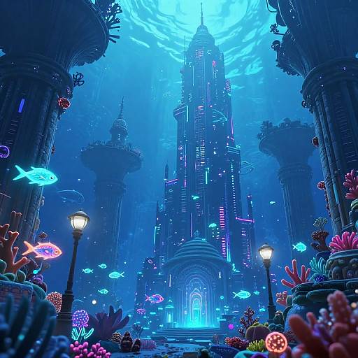 Ethereal Underwater Cyberpunk Metropolis