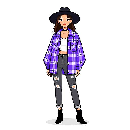 Casual Chic Woman in Plaid Shacket