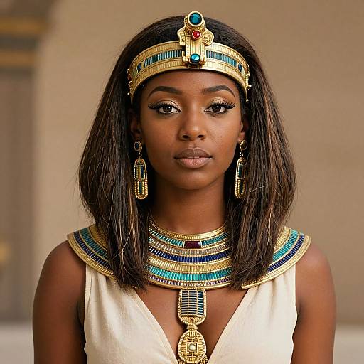 Cleopatra-Inspired Dark-Skinned Female Portrait