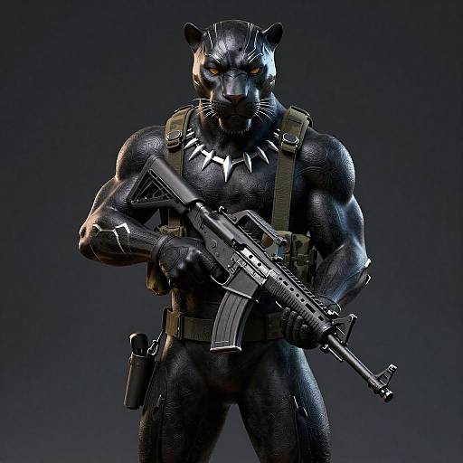 Obsidian Panther Soldier with Assault Rifle