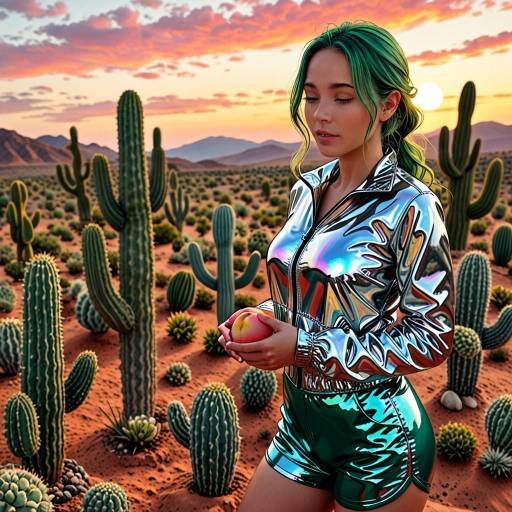 Surreal Green-Haired Girl in Desert