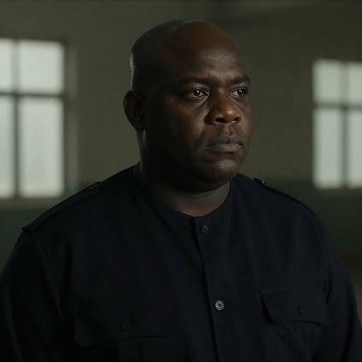 Serious Portrait of a Heavyset Man