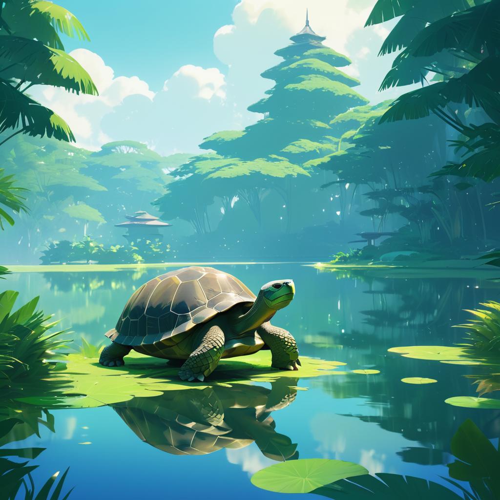 Majestic Tortoise by Serene Lake