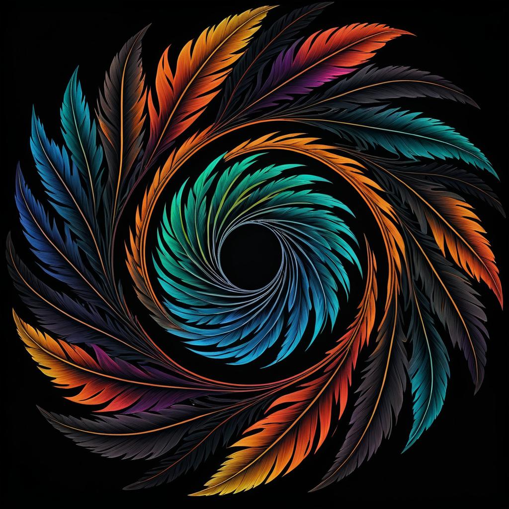 Vibrant Phoenix Feather on Dark Canvas