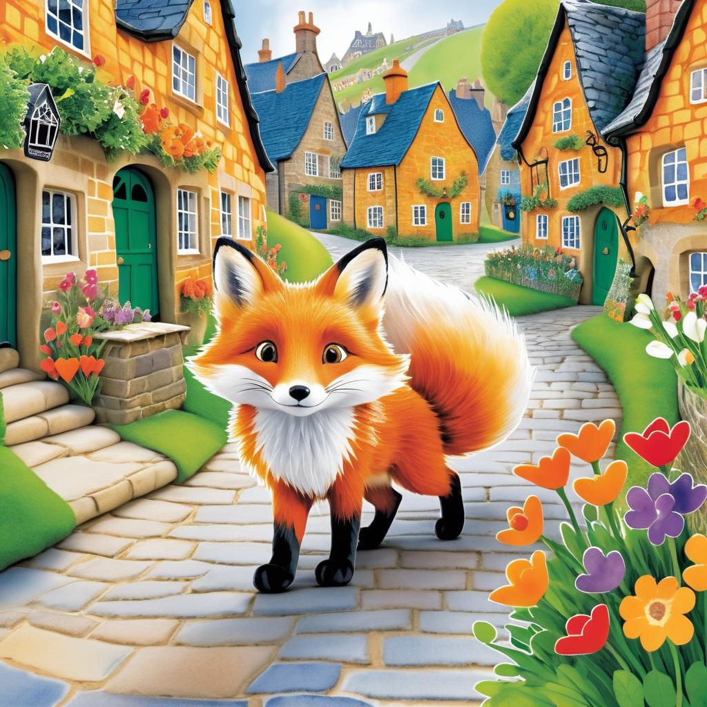 Whimsical Fox in a Quaint Village