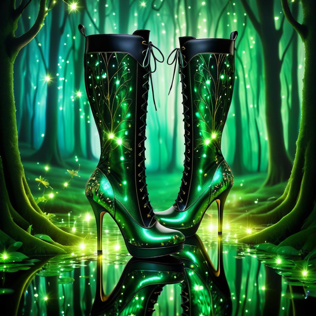 Mystical Forest-Inspired High Heel Boots