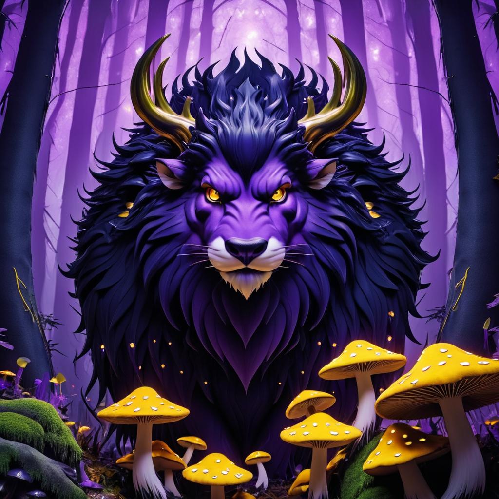 Mystical Beast in Mushroom Forest