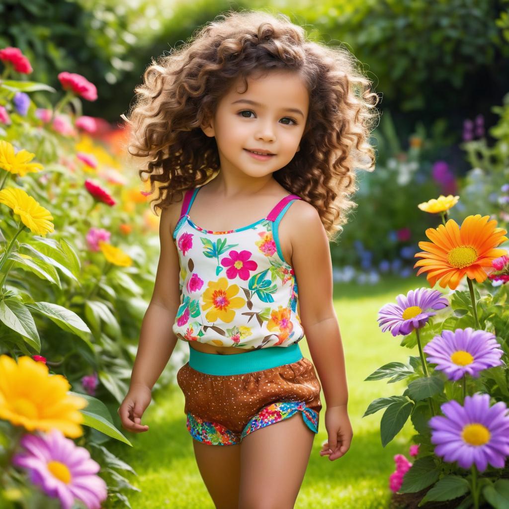 Playful Innocence in a Flower Garden