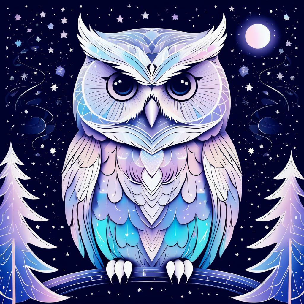 Elegant Thin Line Art of a Wise Owl