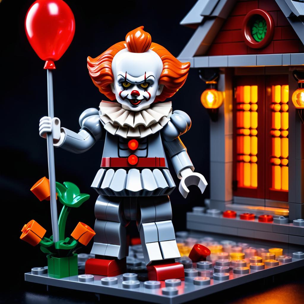 Pennywise LEGO Figurine in Haunted Derry