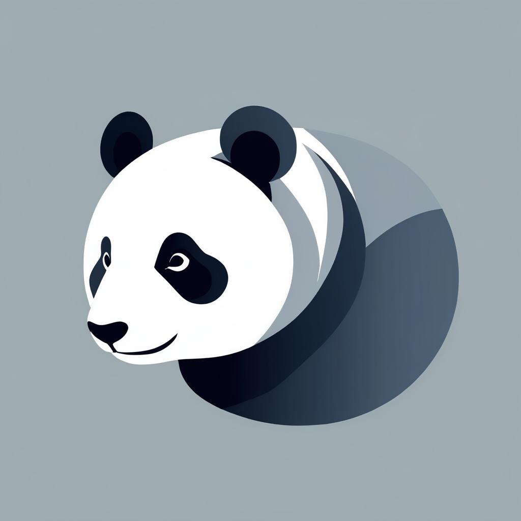 Minimalist Slate Gray Panda Illustration