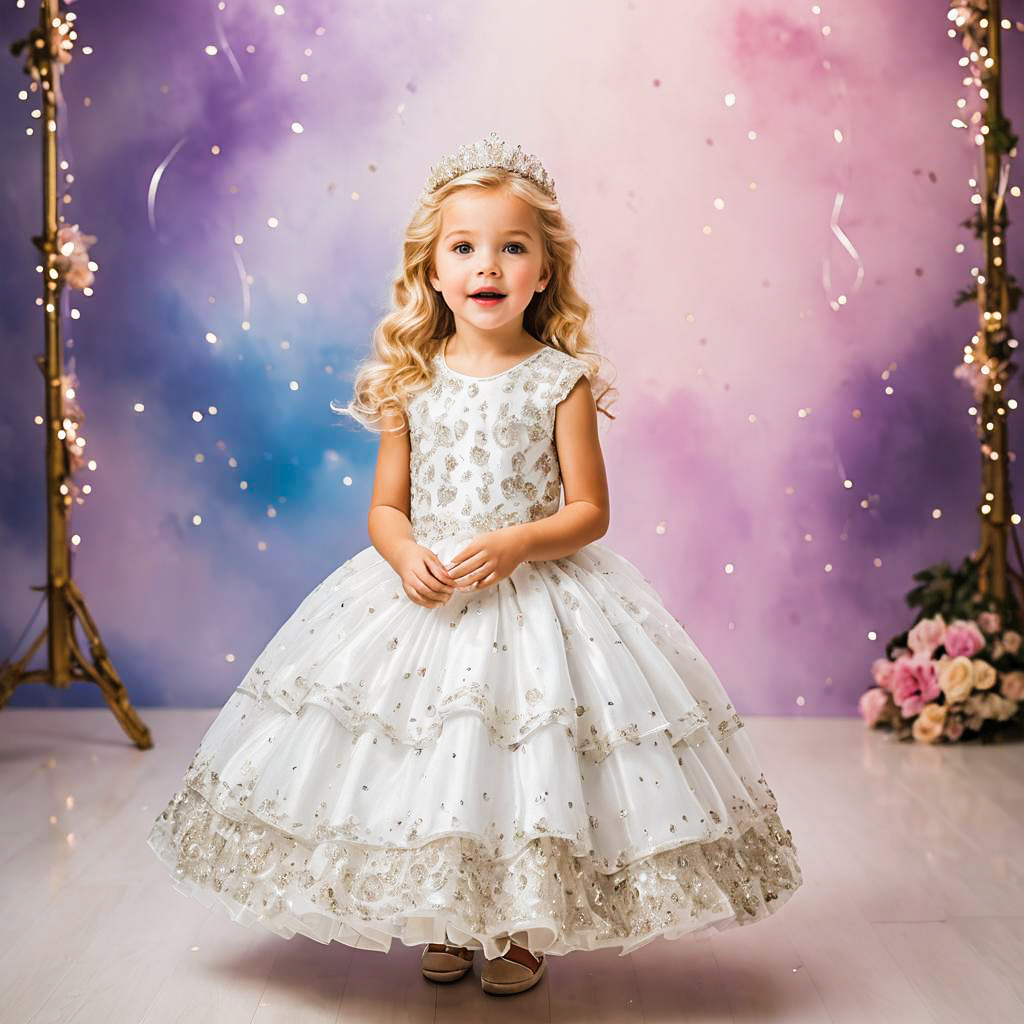 Surprised Little Princess in Sparkling Dreams