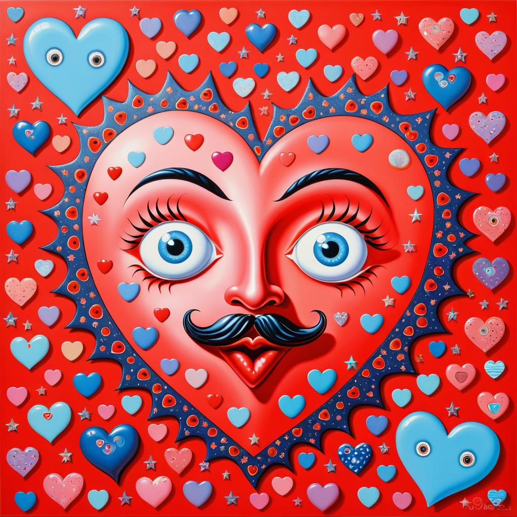 Surprised Heart in Pop Surrealism Style