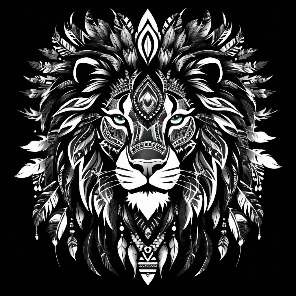 Fierce Lion Tribal T-Shirt Design