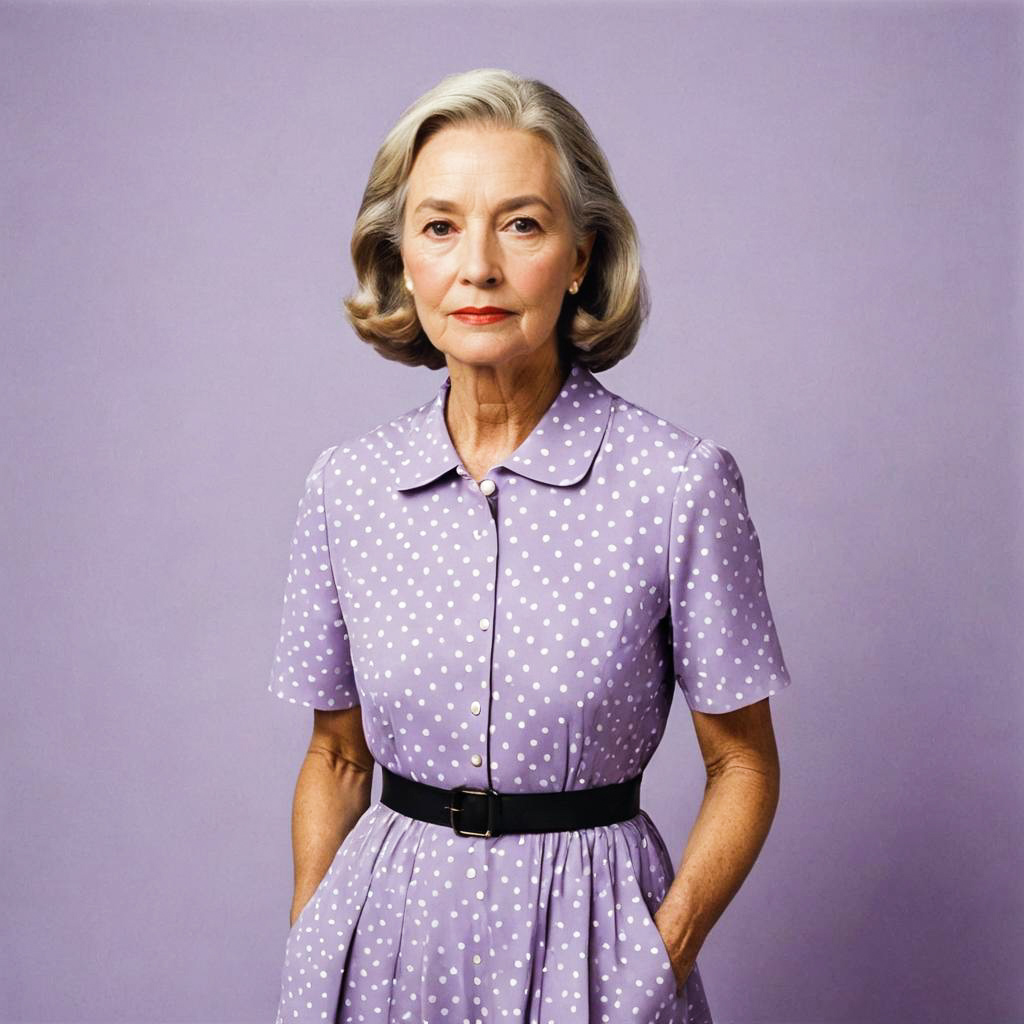 Nostalgic Elder in Polka Dot Dress