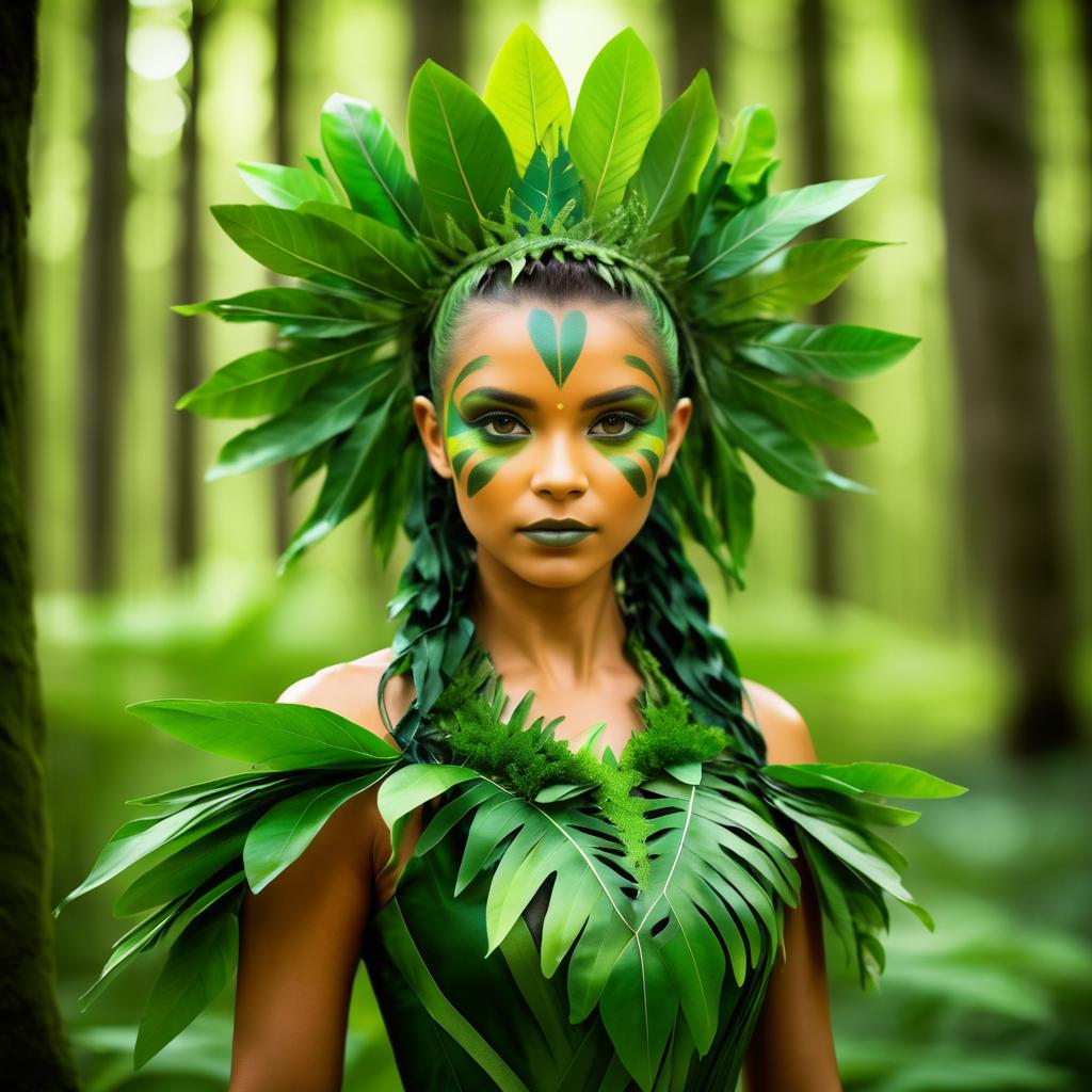 Elegant Nature Spirit in Leafy Attire