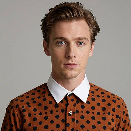 Man in Orange Polka Dot Shirt