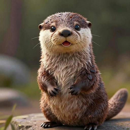 Joyful Anthropomorphic Otter in Impressionism