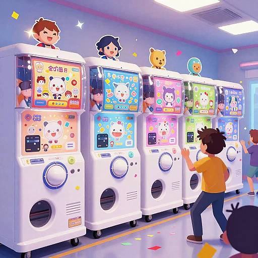 Vibrant Illustrated Gachapon Game Lobby