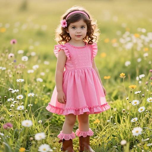Curious Girl in Sunny Meadow