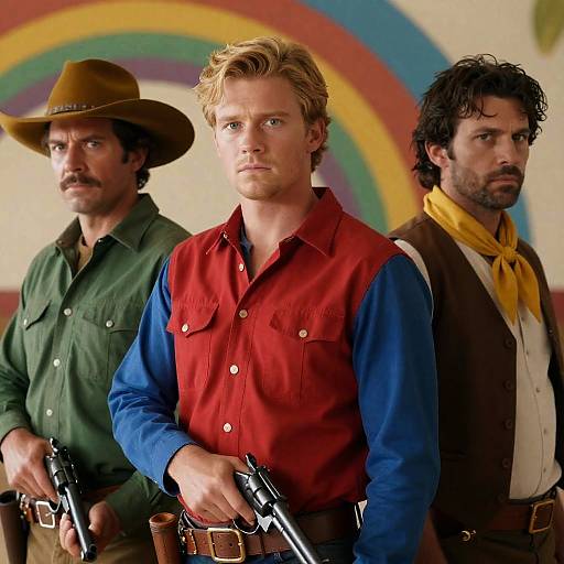Three Men in Colorful Western Attire