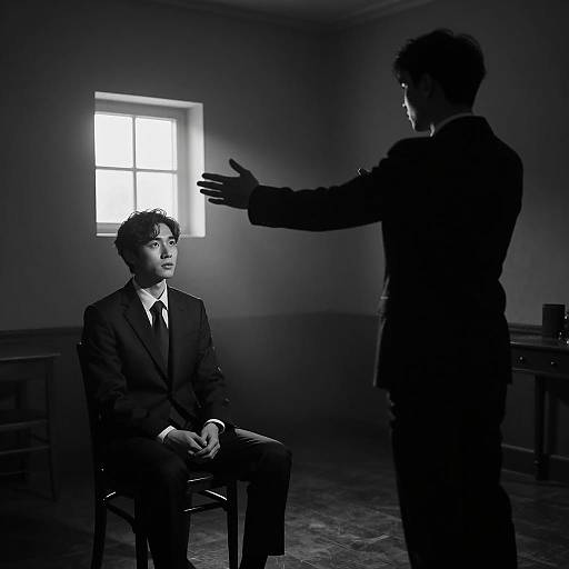 Dramatic Black-and-White Silhouette Scene