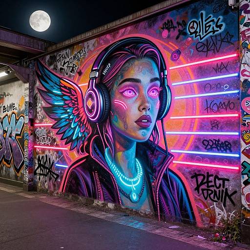 Neonpunk AI Woman Graffiti Art