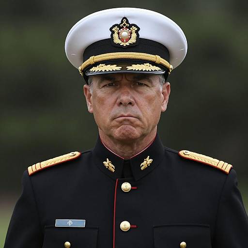 Stern Naval Officer Portrait in Uniform