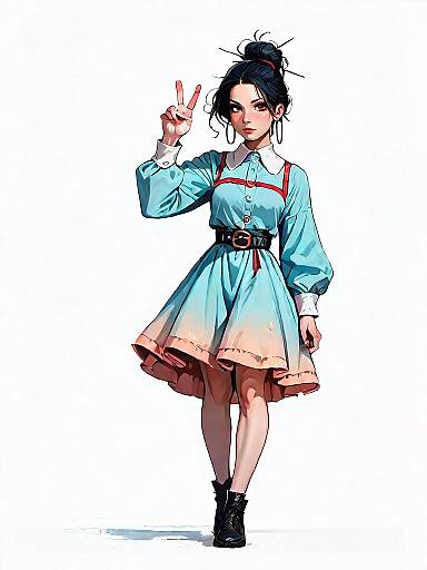 Playful Chic Girl in Red Dress