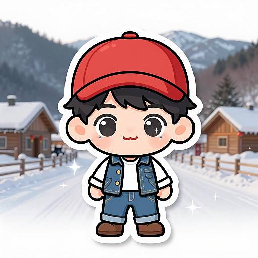 Chibi Kawaii Asian Boy Sticker