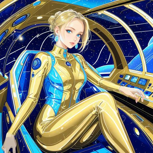 Futuristic Woman in Golden Bodysuit