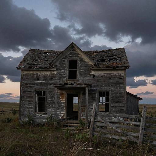 Decaying Farmhouse in Twilight Solitude