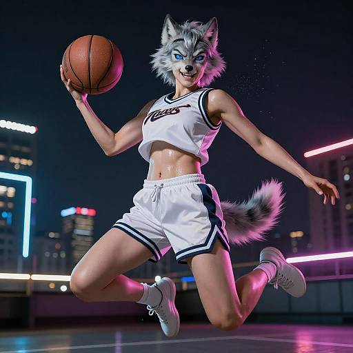 Dynamic Sports Portrait of Anthro Wolf