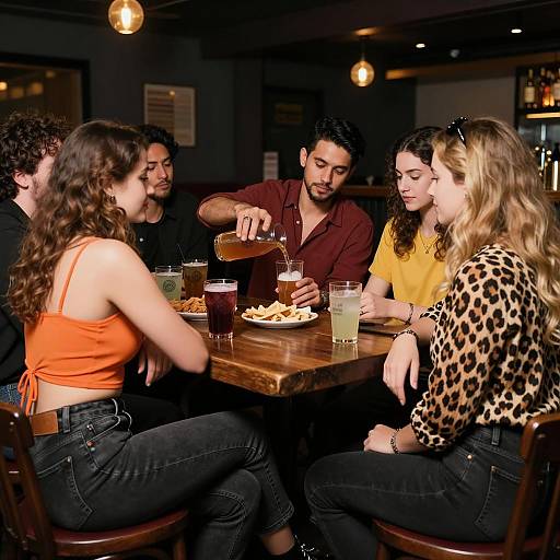 Casual Gathering at a Dimly Lit Bar