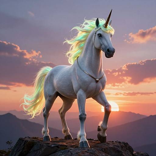 Neon Unicorn Warrior at Sunset