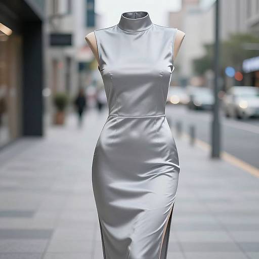 Modern Silver Satin Bodycon Dress