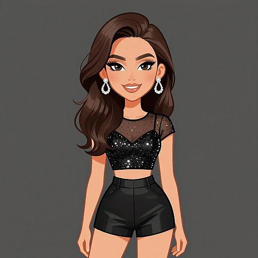 Glamorous Smiling Woman in Sequins