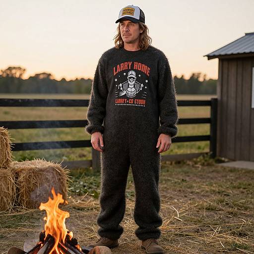 Photograph of a long-haired man in black 