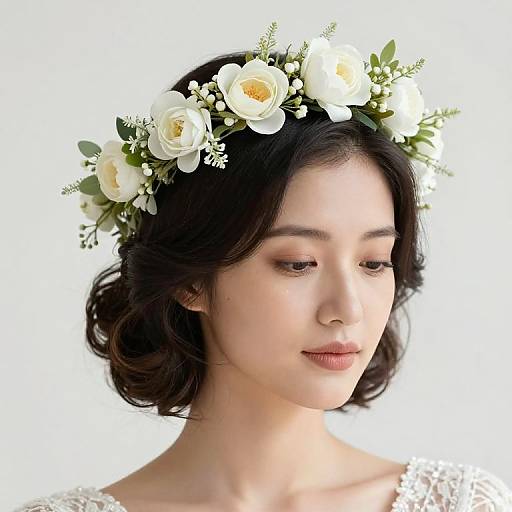 Bridal Hairstyle with Flower Crown